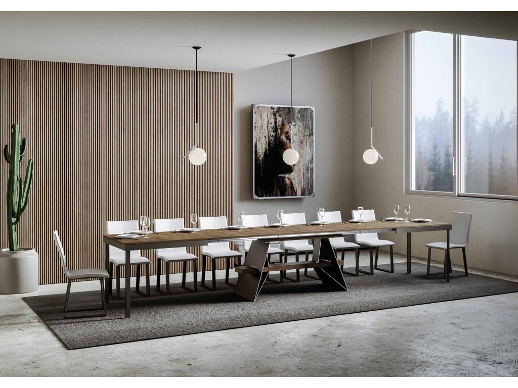 Table extensible 90x180/440 cm Calmetop Noyer cadre Anthracite 39111DXWW