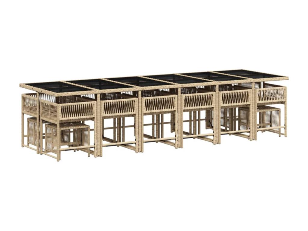 Ensemble à manger de jardin et coussins 17 pièces beige 46908RLRE