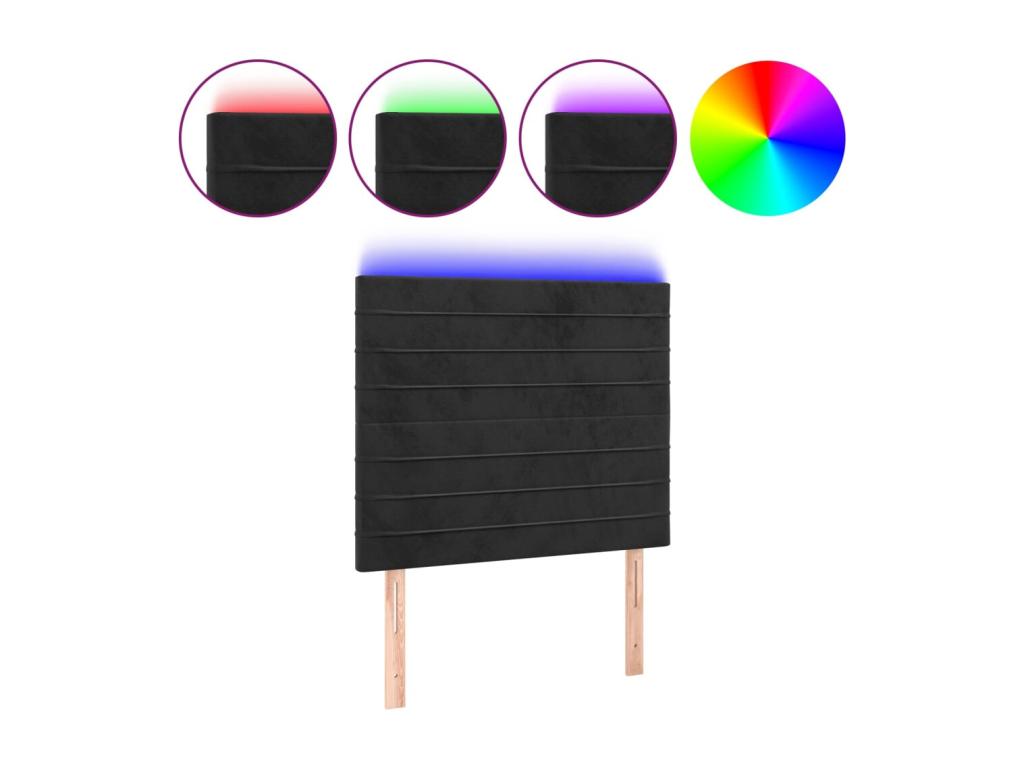 Tête de lit à LED Noir 90x5x118/128 cm Velours 00865KKFU