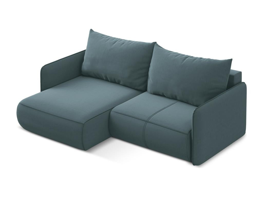 Canapé d'angle 2.5 places gauche convertible en velours - marin - Calmetop 24662KUOX