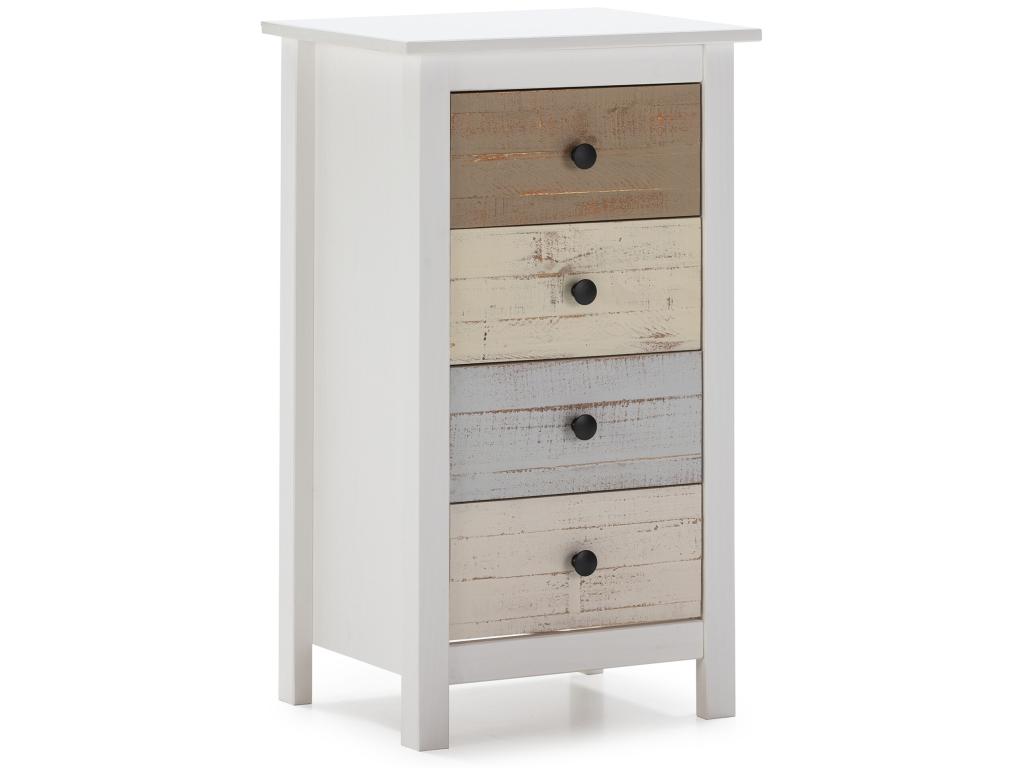 Chiffonnier Nuit 4 tiroirs Nidchicshop dans les tiroirs Blanc et Multicolores 54435MLHW