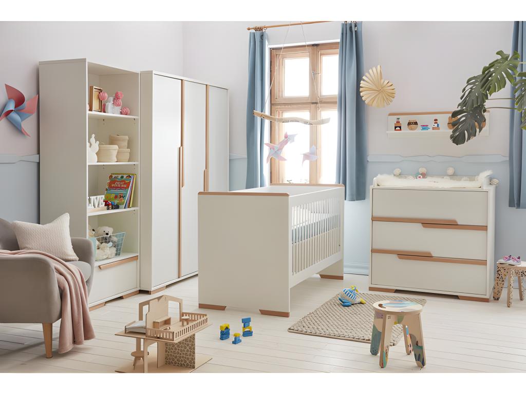 Armoire 3 portes Calmetop Blanc et bois 49381CSKT