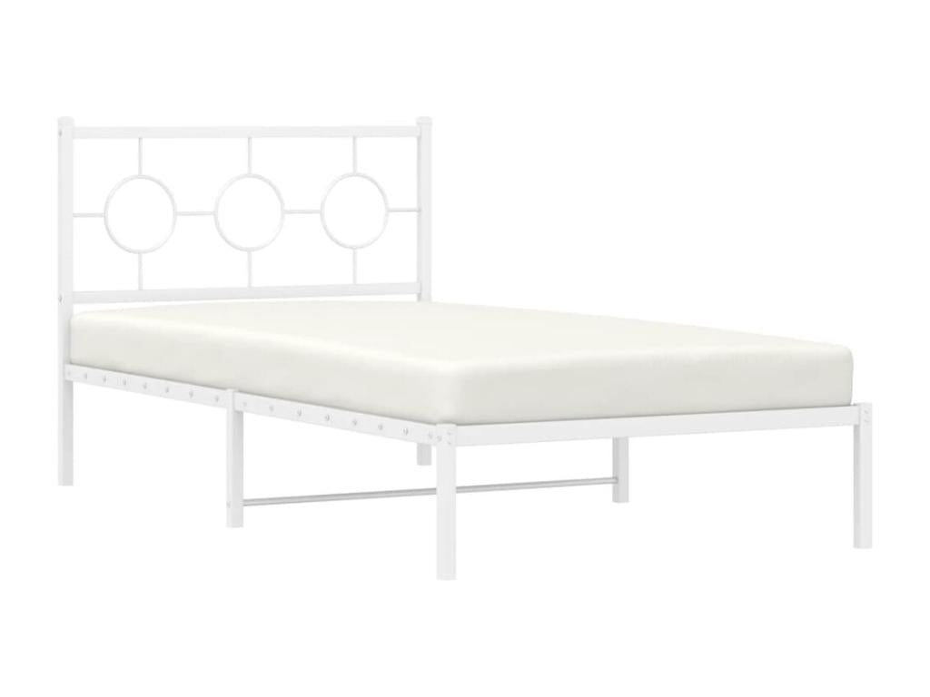 Cadre de lit métal sans matelas et tête de lit blanc 100x190 cm 04744ZPQJ