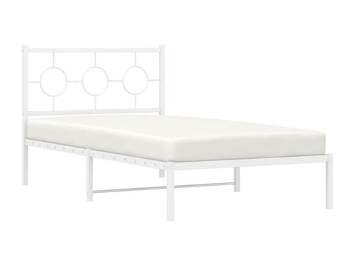 Cadre de lit métal sans matelas et tête de lit blanc 100x190 cm 04744ZPQJ