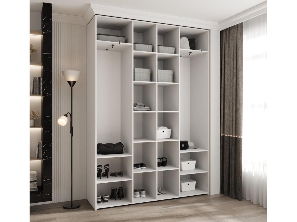 Armoire à portes battantes Nidchicshop 4 245.5/170/40 4 portes blanc/or 07840UGQC