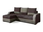 Canapé d'angle convertible - ARTE - en tissu de qualité - marron et beige 3/4 places angle gauche vu de face 41143YUMB