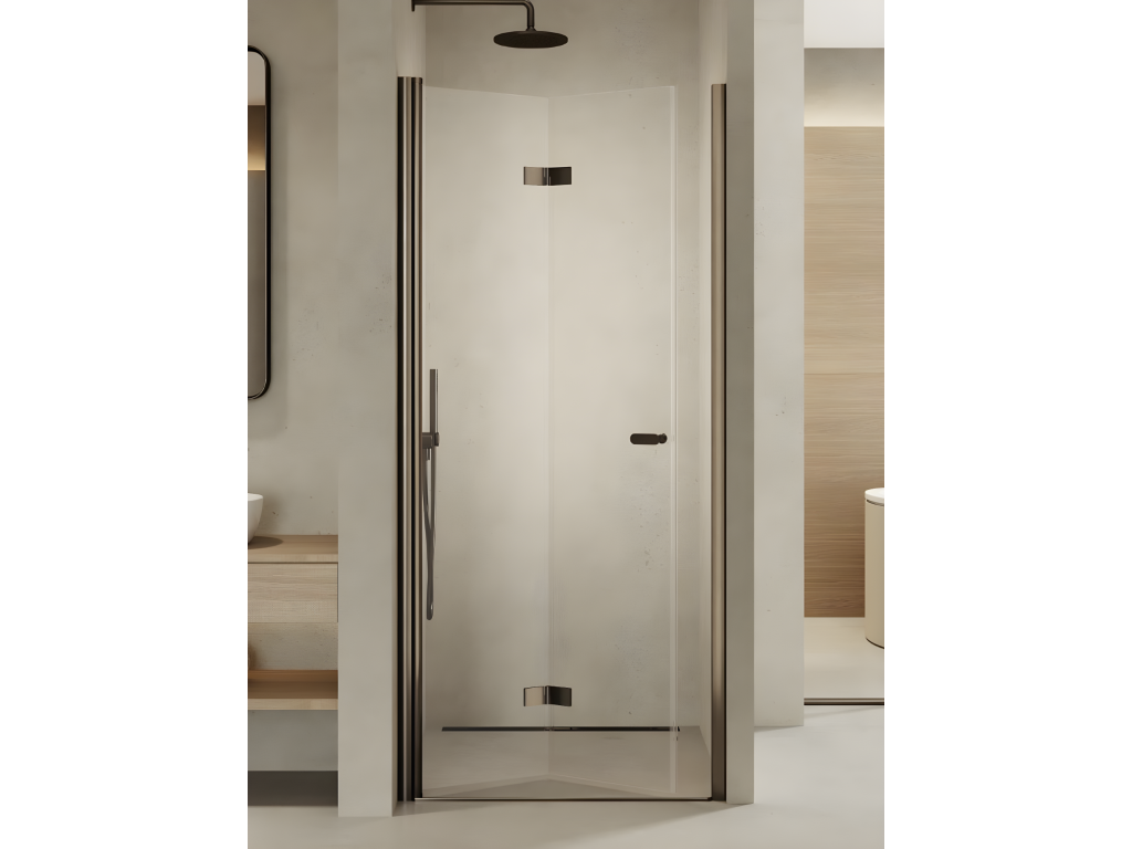 Porte de douche pliante gauche 70 cm inox brossé Calmetop GUNMETAL BRUSHED 00522JPNJ