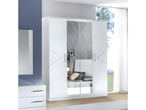 Armoire 2 portes 2 portes miroir Blanc brillant - Nidchicshop - L 182 xl 63 x H 210 cm 33862KYNJ