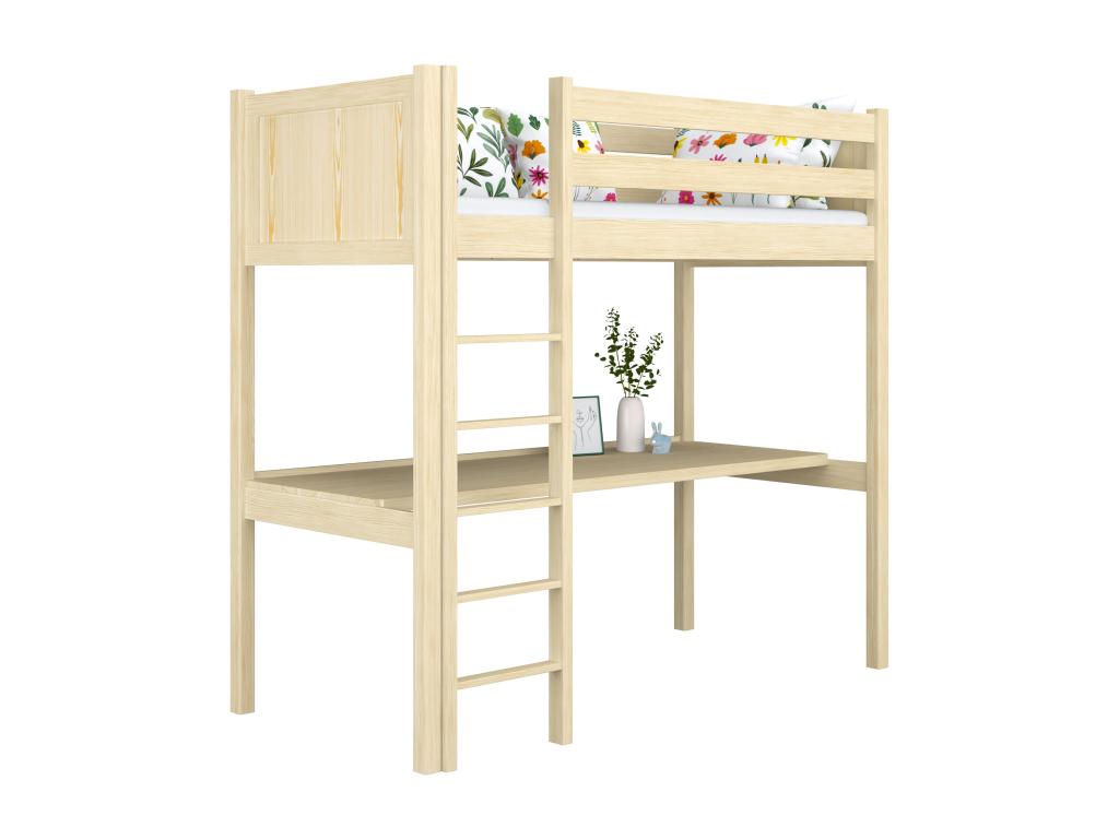 Lit mezzanine en bois - avec bureau N06 Pin Clair 90x190 73883YZRF