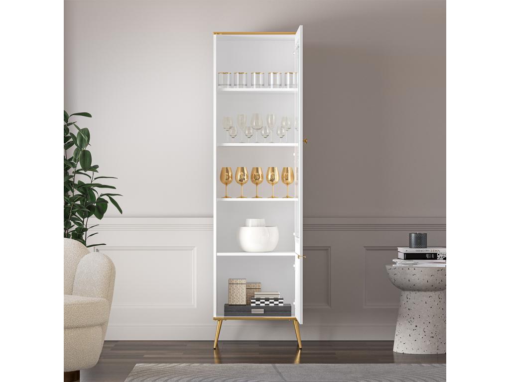 Vitrine 2 portes Calmetop Blanc et Doré 22986ECOJ