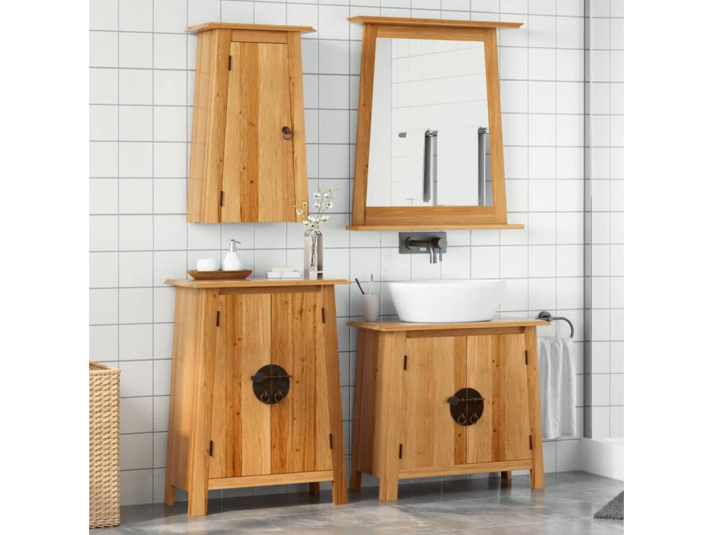 Ensemble de meubles de salle de bain 3 pcs bois de pin massif 99977DUHU