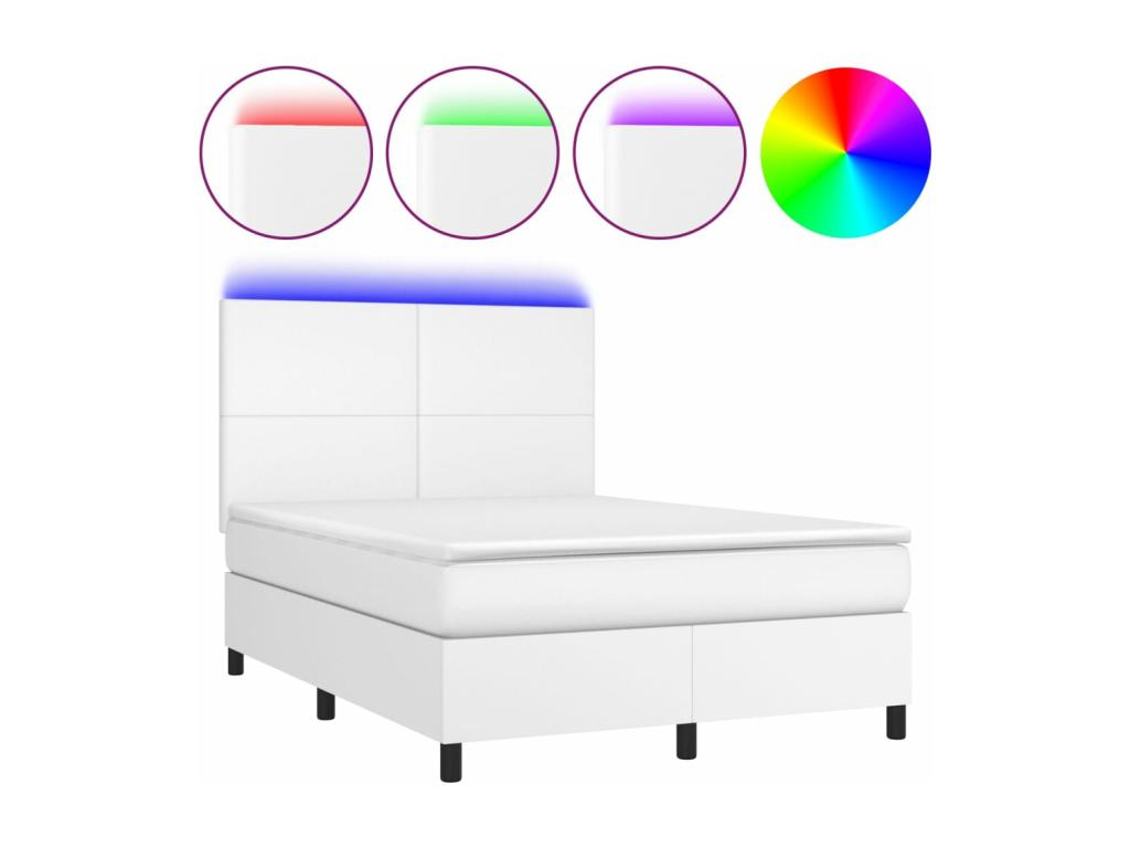 Sommier à Calmetop de lit avec matelas et LED Blanc 140x200 71707JOHP