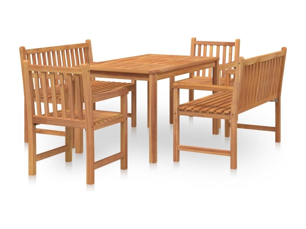 Ensemble à manger de jardin 5pcs Bois de teck massif 87958CWKL