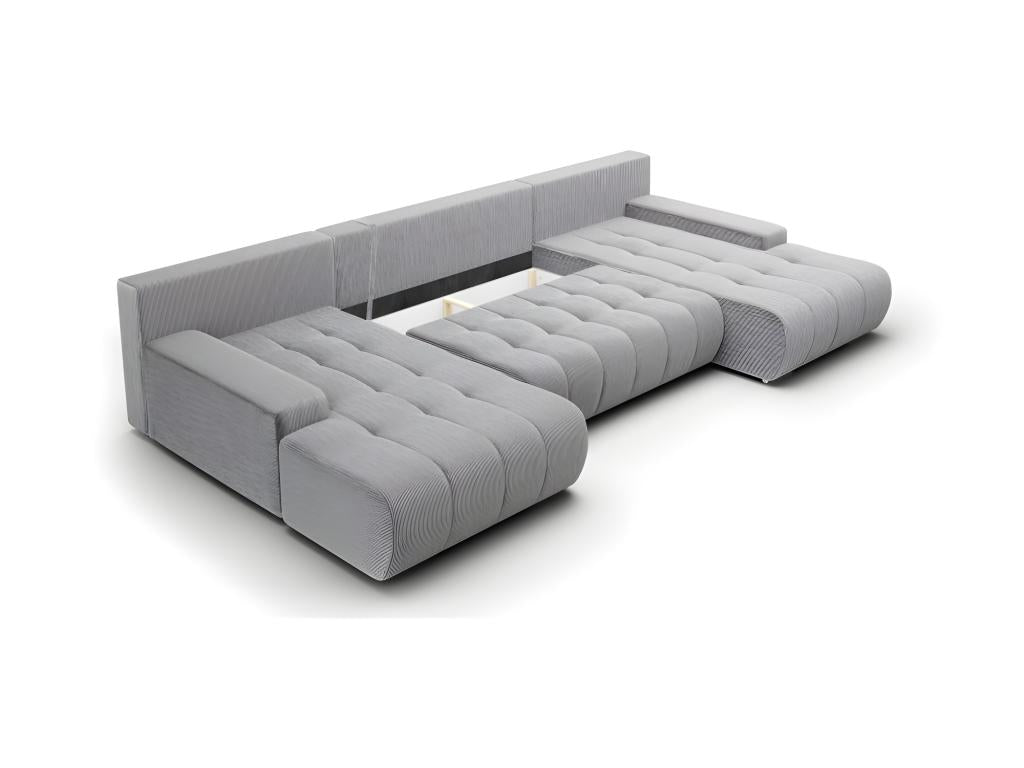 Canapé panoramique convertible Nidchicshop en velours tricoté noir 36318ZJOH