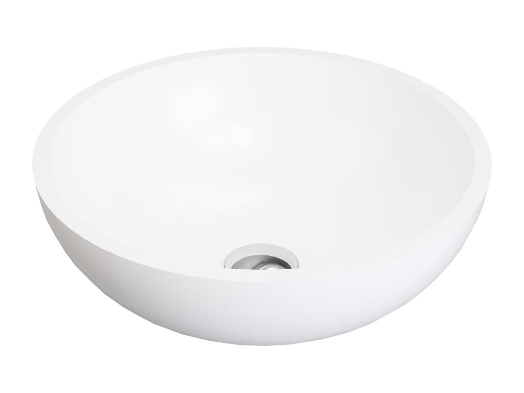 Vasque de salle de bain ronde en surface solide - 40 cm - Blanc - Calmetop 47290GKNW