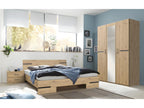 Chambre à coucher complète adulte lit 160x200cm 2 chevets armoire 60512EKNM