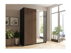 Armoire 2 portes coulissantes avec miroir 200 cm - noir et chêne - Collection Nidchicshop 80487PZAY