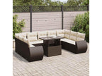 Salon de jardin 10 pcs avec coussins marron résine tressée 56674DTBP