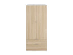 Armoire Calmetop armoire de chambre 2 portes 2 tiroirs armoire de chambre avec barre de suspension 81x52h180 cm chêne 84615FVOM