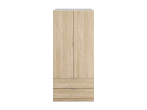 Armoire Calmetop armoire de chambre 2 portes 2 tiroirs armoire de chambre avec barre de suspension 81x52h180 cm chêne 84615FVOM