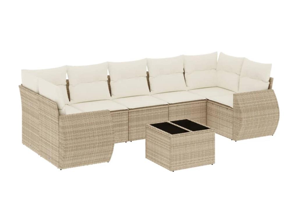 Salon de jardin avec coussins 8 pcs beige résine tressée 51835ZIZZ