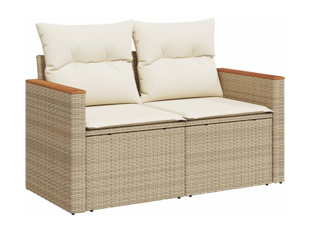 Salon de jardin avec coussins 10 pcs beige résine tressée 75284SZBU