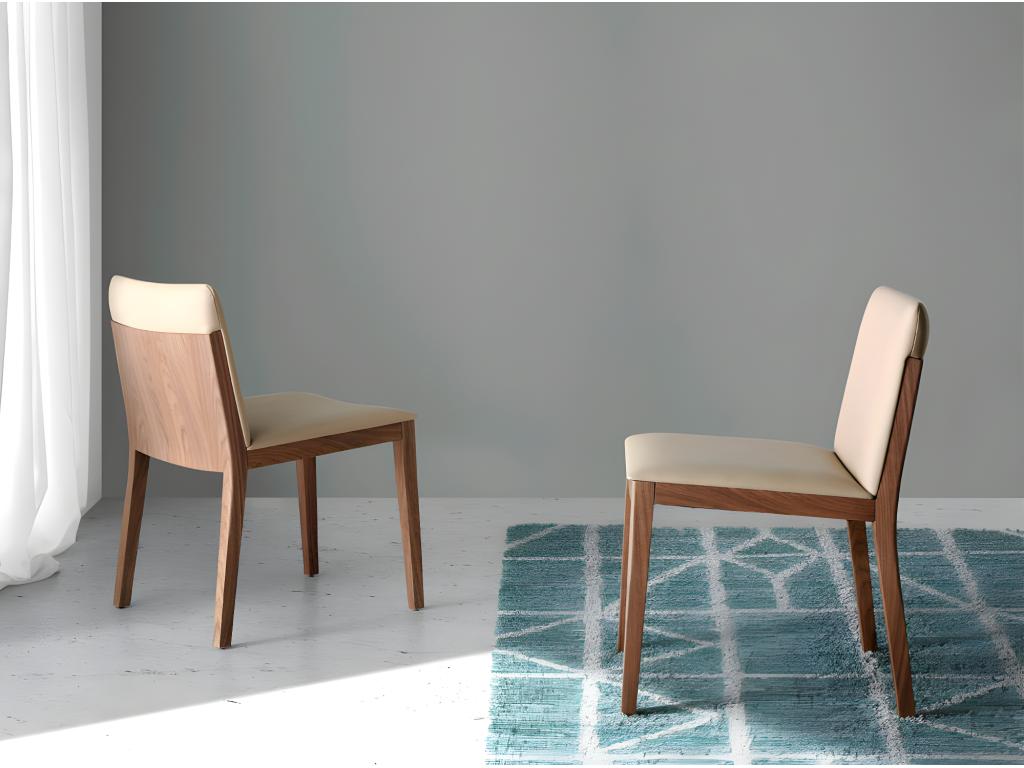 Chaise en bois plaqué de noyer et simili cuir Artvivrestore - Lot de 2-Couleur Artvivrestore 82 Artvivrestore 34413TROT