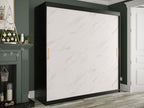 Armoire Calmetop 250 Marbre blanc - Noir mat 200x200x62cm Portes d'armoire Glissement 02683IPPD