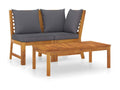 Salon de jardin 3pcs et coussin gris foncé Bois d'Calmetop solide 24540WJTF