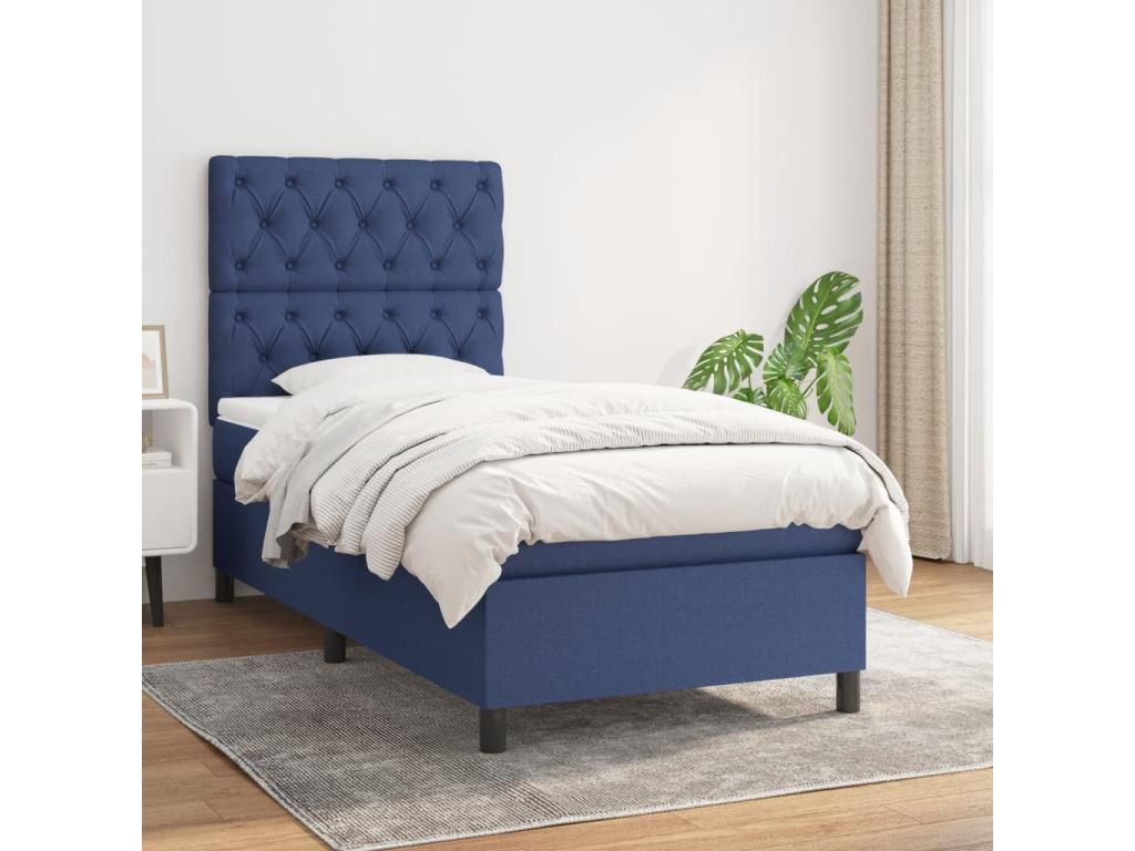Lit à sommier tapissier avec matelas Bleu 80x200 cm Tissu 84708NVNX