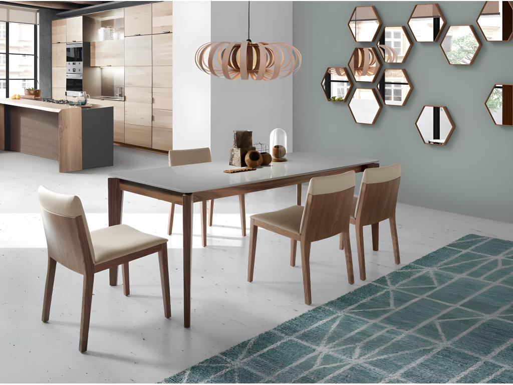 Chaise en bois plaqué de noyer et simili cuir Artvivrestore - Lot de 2-Couleur Artvivrestore 82 Artvivrestore 34413TROT