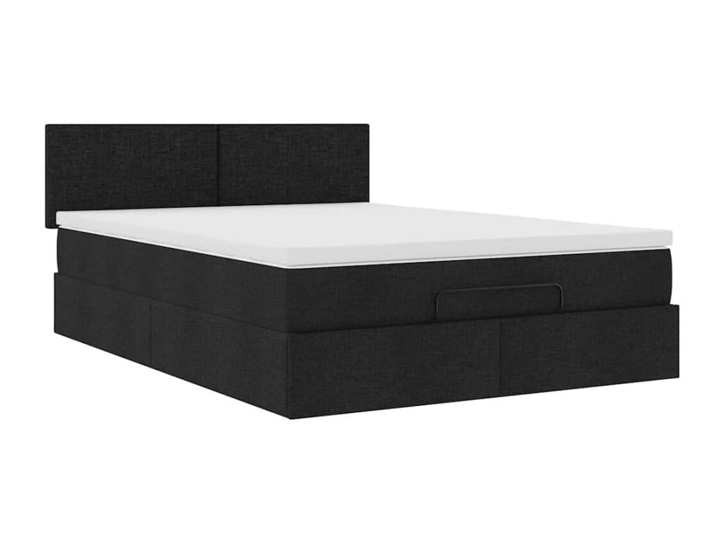 Cadre de lit Nidchicshop avec matelas noir 140x200 cm tissu 86842GTXD