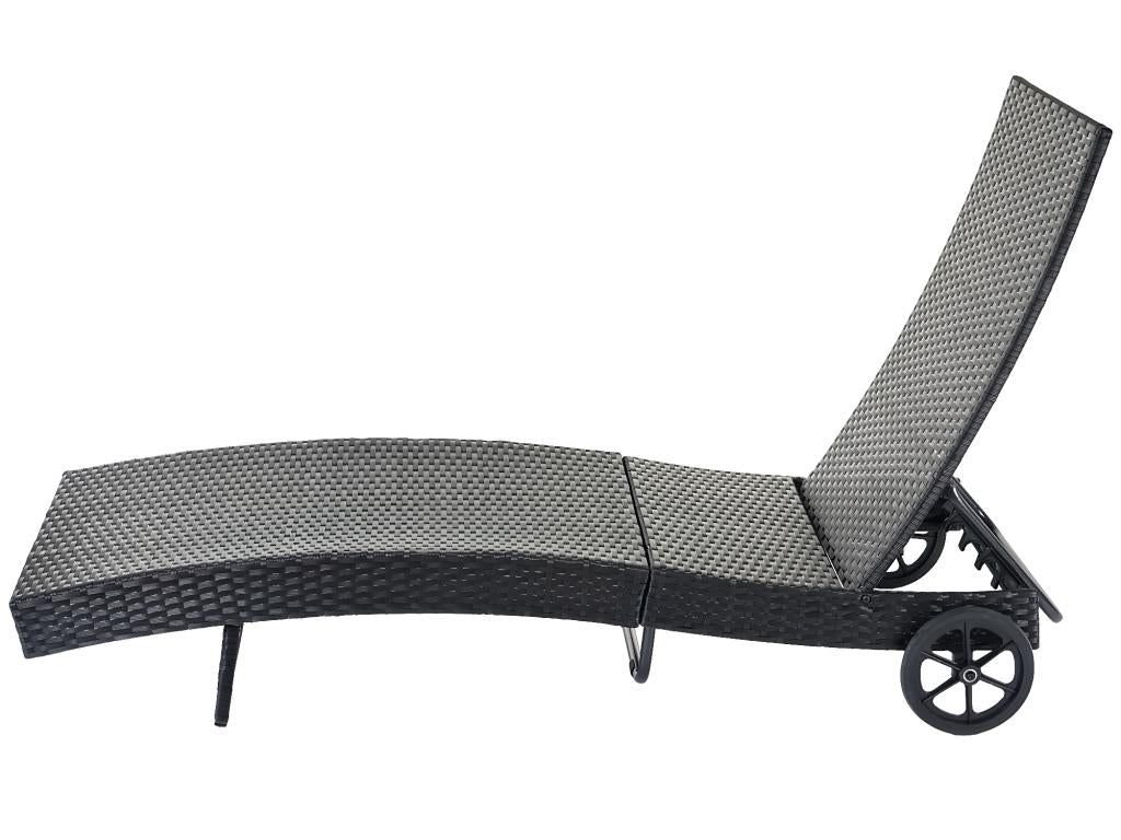 Chaise longue Nidchicshop-D80 en polyrotin - coussin anthracite gris foncé 15246REXV