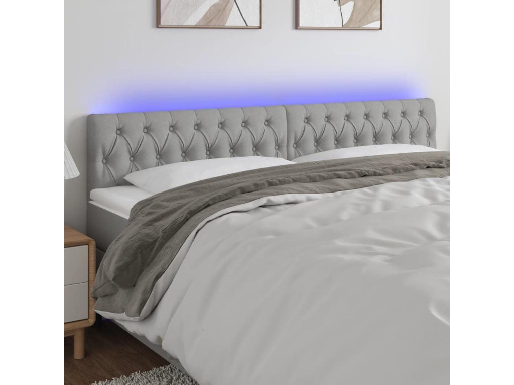 Tête de lit à LED Gris clair 180x7x78/88 cm Tissu 94047TAPY