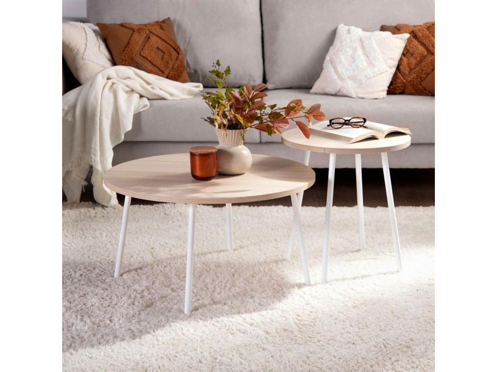 Table d'appoint en bois naturel 45x50 cm-Nidchicshop 30224AUGY