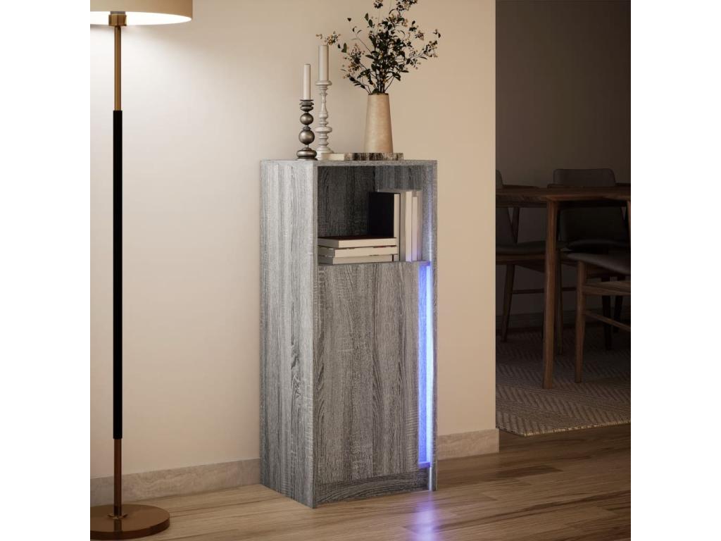 Buffet avec LED Calmetop gris 42,5x34x100 cm bois d'ingénierie 13708KUDG