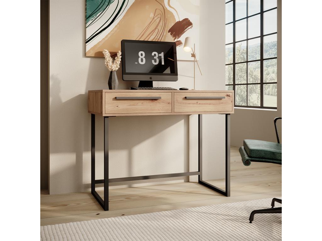 Bureau 2 tiroirs Nidchicshop Bois et Noir 80859WTXU