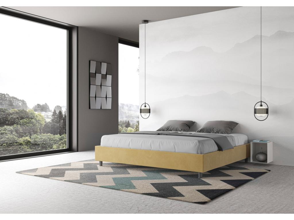 Lit sans sommier rembourré 180x200 microfibre ocre Calmetop 38284BFUJ