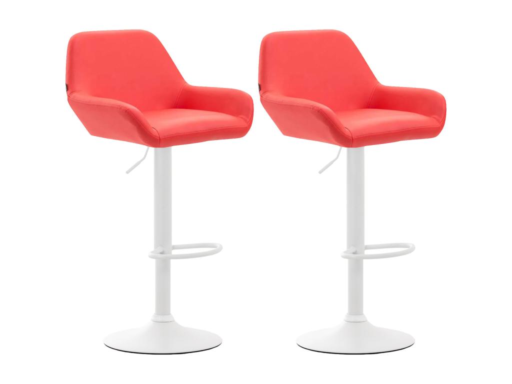 Lot de 2 Tabouret de bar - Similicuir PVC / Métal noir mat - Rouge - Nidchicshop 20204CDGW