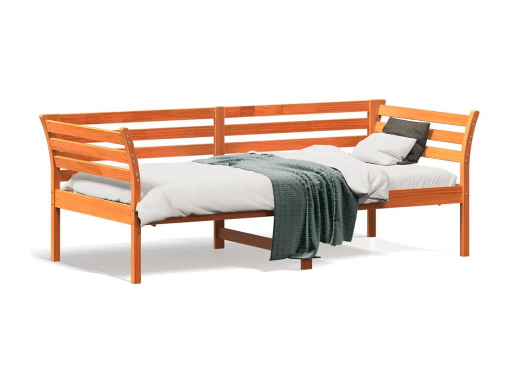 Lit de jour sans matelas cire marron 90x190 cm bois pin massif 68508KERB