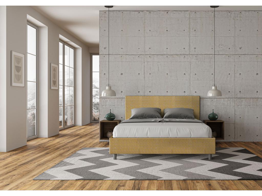 Lit avec sommier rembourré 160x190 tissu Labirinto 06 jaune Calmetop 38077YMBH