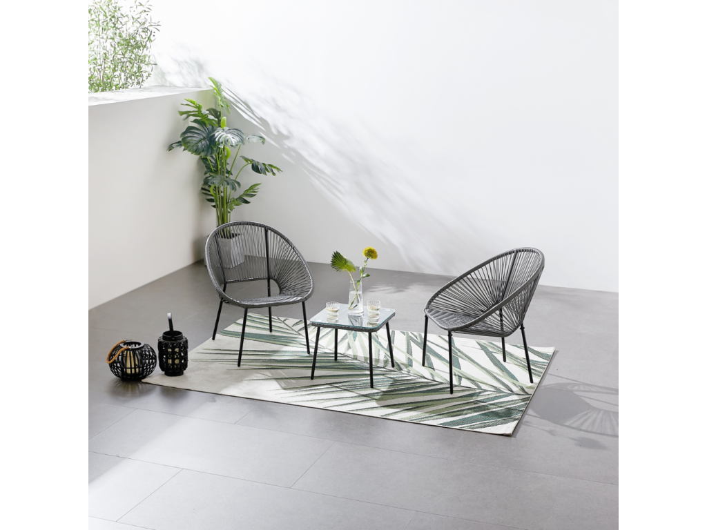 Ensemble de 2 fauteuils table basse gris foncé Calmetop 34283AWLO