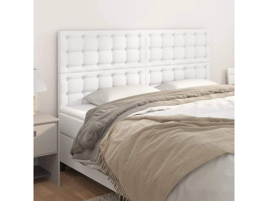 Têtes de lit 4 pcs Blanc 90x5x78/88 cm Similicuir 80653IBBK