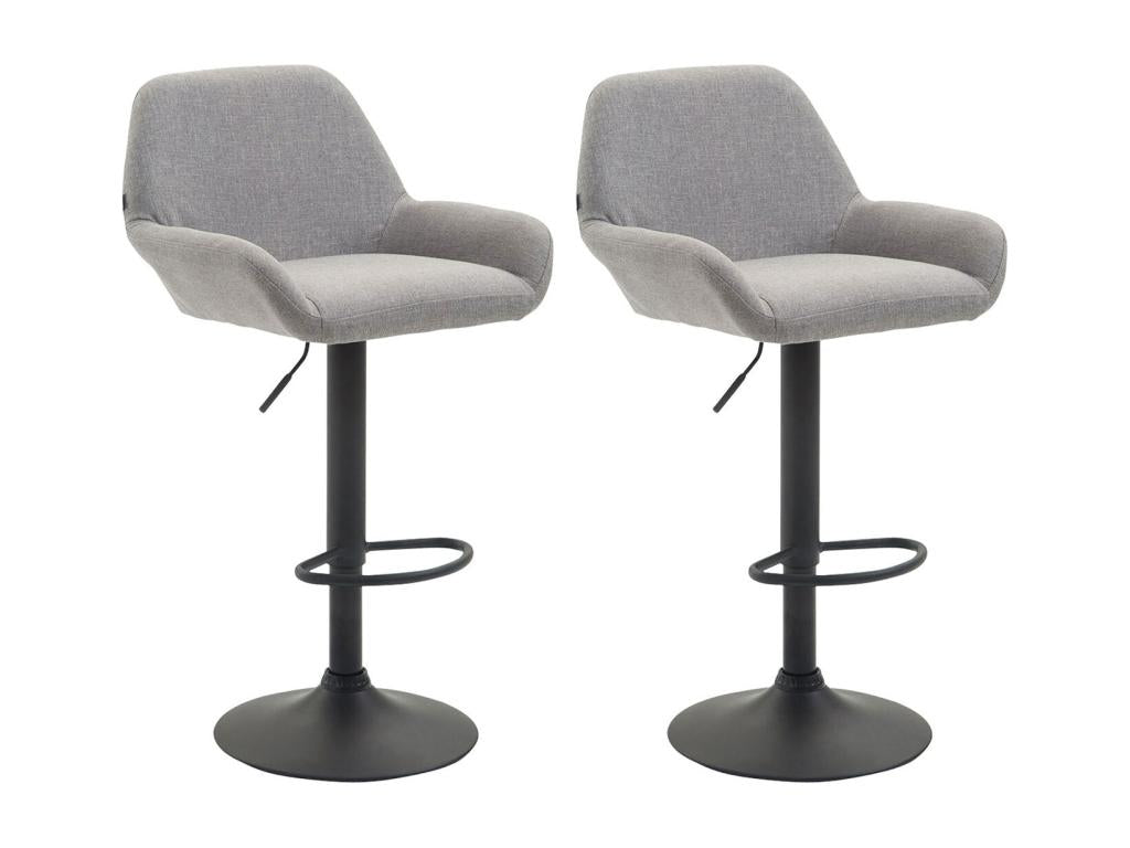 Lot de 2 Tabourets de bar - Tissu / Métal chromé - Gris - Calmetop 32435CTKR