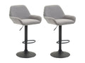 Lot de 2 Tabourets de bar - Tissu / Métal chromé - Gris - Calmetop 32435CTKR