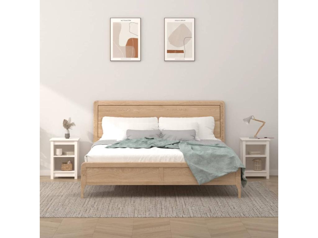 Tables de chevet 2 pièces Blanc 40x35x55 cm Bois de pin solide 56387TIUK