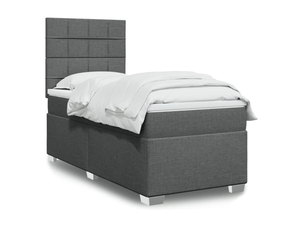 Sommier à Calmetop de lit avec matelas Gris foncé 80x200 cm Tissu 33901BSRB