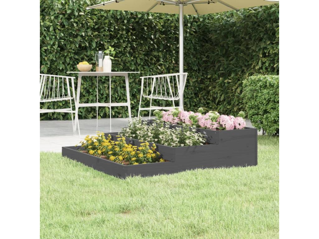 Jardinière Gris 107x107x27 Bois massif de pin 31664YEWL