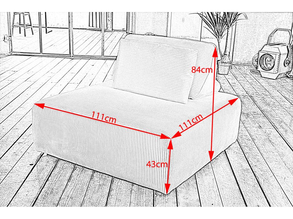 Pouf - Rose velours côtelé - Calmetop 23753POPF