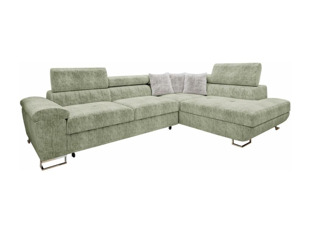 Canapé d'angle Nidchicshop 166 Vert Fonction de couchage Boîte de literie 270x202x71cm 45336MGBD